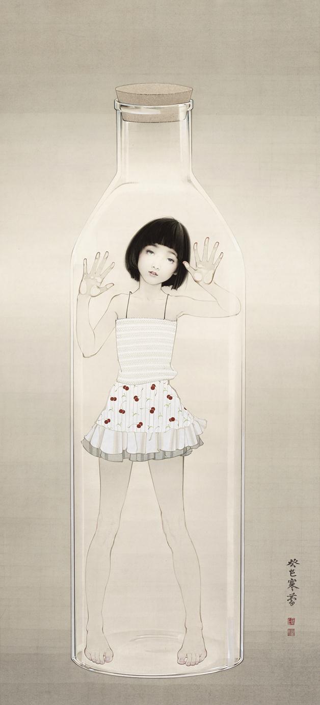 《成长·烦恼》作者：罗寒蕾创作年代：2013规格：200cm×90cm品类：纸本水墨设色
