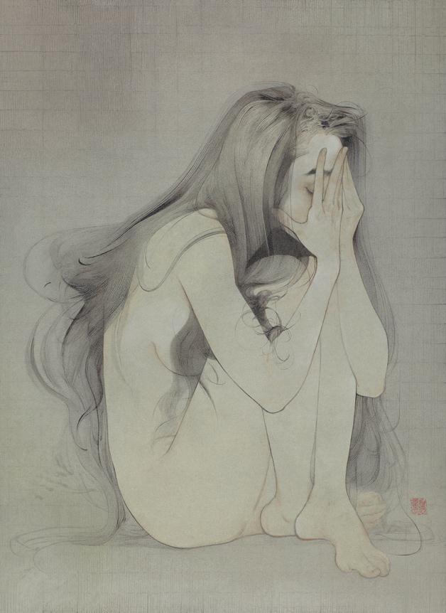 《会过去的》作者：罗寒蕾创作年代：2019规格：57cm×42cm品类：纸本水墨设色