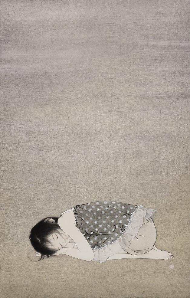 《小猫》作者：罗寒蕾创作年代：2012规格：188cm×120cm品类：纸本水墨设色