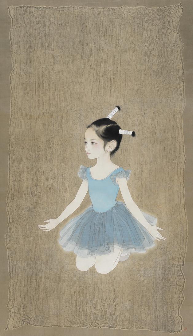 《蓝精灵》作者：罗寒蕾创作年代：2012规格：168cm×97cm品类：纸本水墨设色