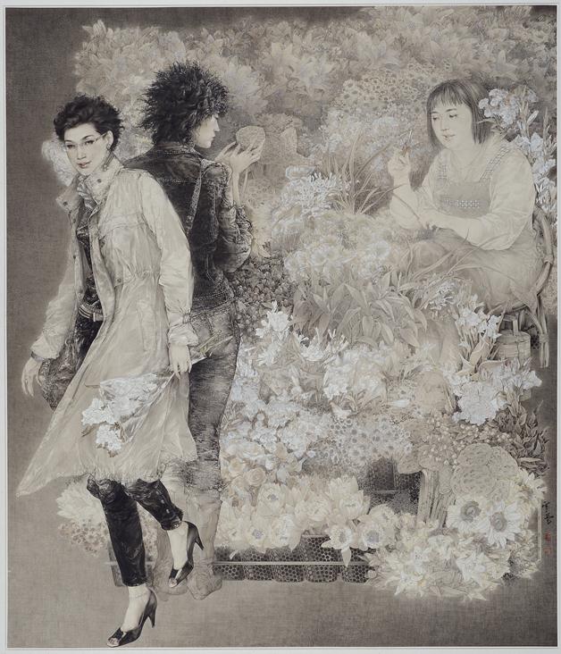 《日日是好日》作者：罗寒蕾创作年代：2009规格：200cm×172cm品类：纸本水墨设色
