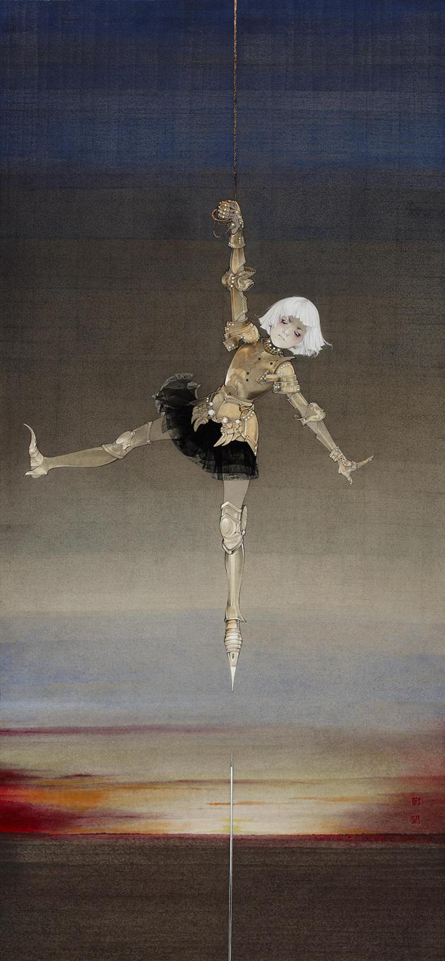 《成长·勇气》作者：罗寒蕾创作年代：2015规格：201cm×93cm品类：纸本水墨设色