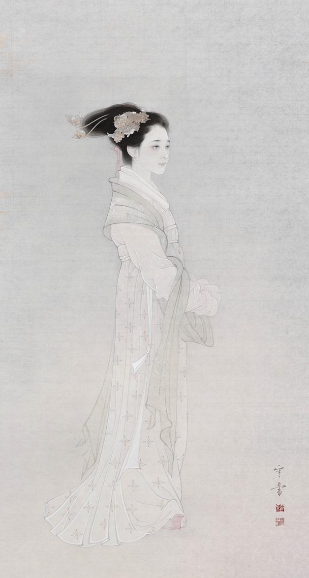 《如常》作者：罗寒蕾创作年代：2019规格：120cm×63cm品类：纸本水墨设色