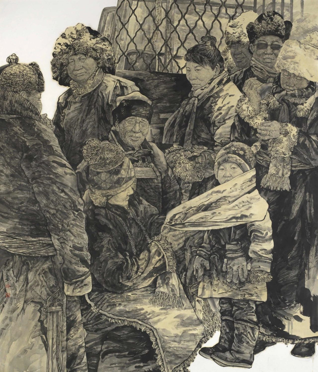 经冠一《晨曦·节日》 中国画 170×200cm (2018年)