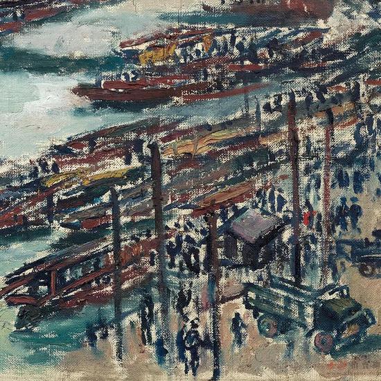 刘海粟油画顶级大作《上海苏州河》《斗鸡图》上拍