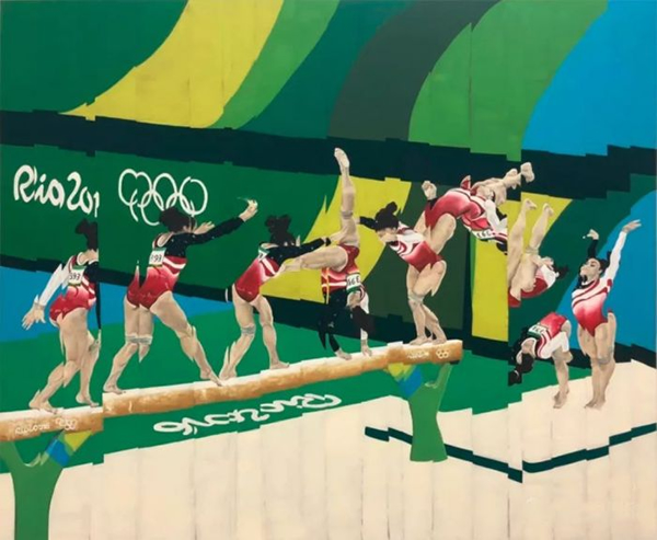 简奈特·蒙特?美国出生的运动员劳丽·赫尔南德斯 综合材料绘画 2018年 图片：CNN