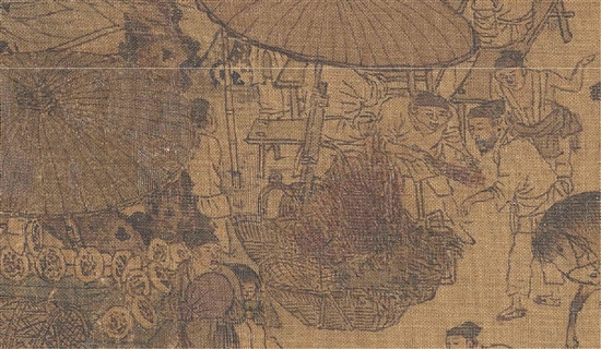 宋 张择端 清明上河图（局部） 第三处卖香椿摊 绢本设色 北京故宫博物院藏