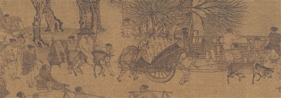 宋 张择端 清明上河图（局部） 鼓楼前的送别 绢本设色 北京故宫博物院藏