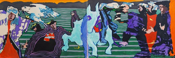 《阿拉伯旋律》，1968，纸本丙烯，51x152cm，陈福善信托收藏。