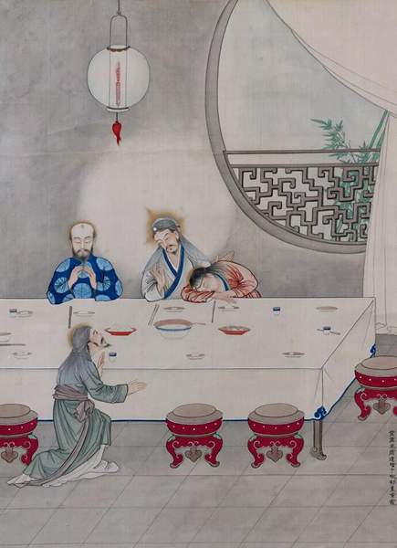 20世纪初王肃达画最后的晚餐图