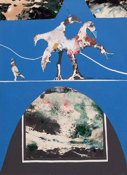 《海洋之九》，1978，综合媒材、拼贴、纸本，76x56cm，上海当代艺术博物馆收藏。