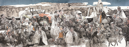  山高水长（中国画）李宽
