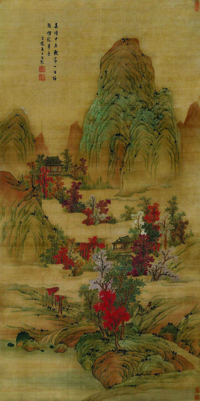 文彭和蓝瑛的《白云红树图》：寓意迥然不同