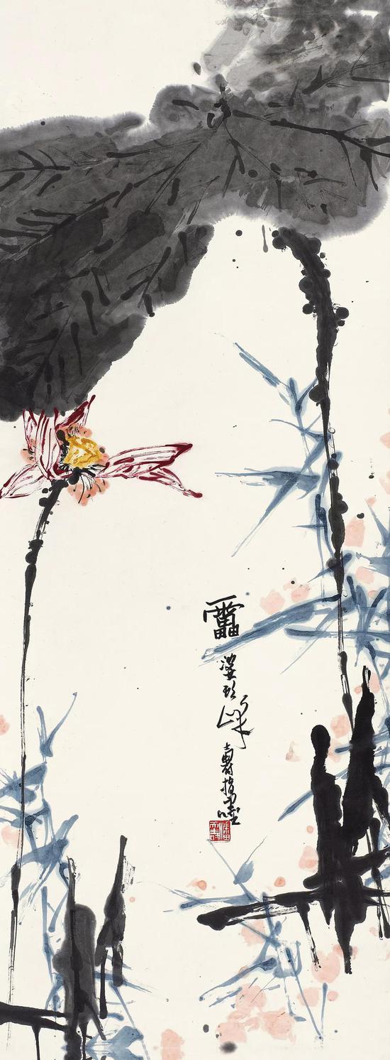 潘天寿《指墨红荷》成交价：RMB 1955万元
