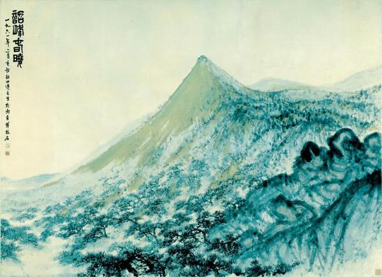 《韶峰春晓》 镜心 纸本设色 146x201.5cm 1961年2月