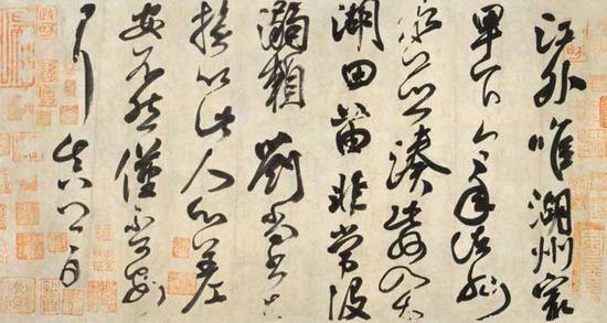 颜真卿 湖州帖 27.6cm×50.2cm 故宫博物院藏
