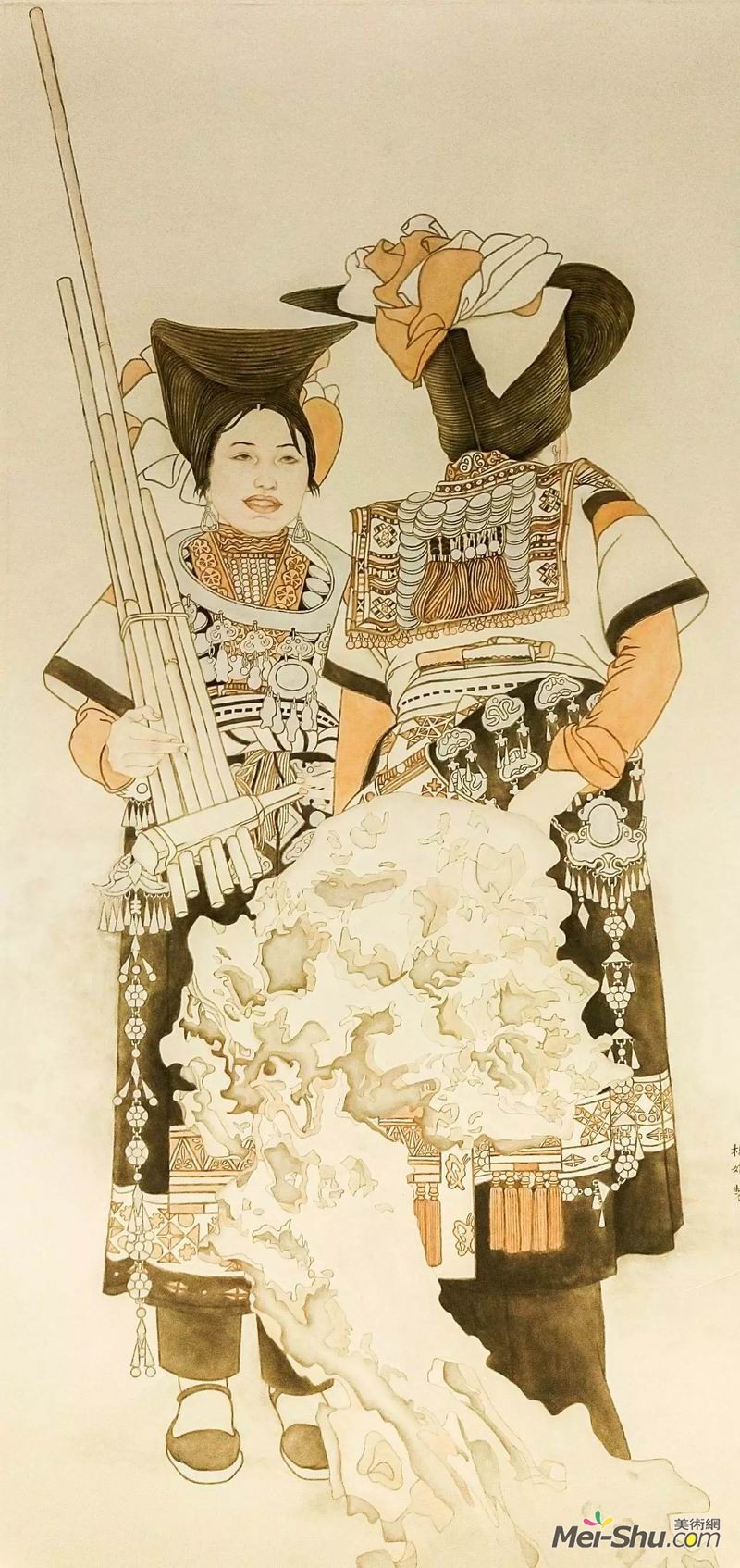 杨娟《云顶印象》，纸本设色，200×85cm，指导教师：徐默教授、盛天晔副教授