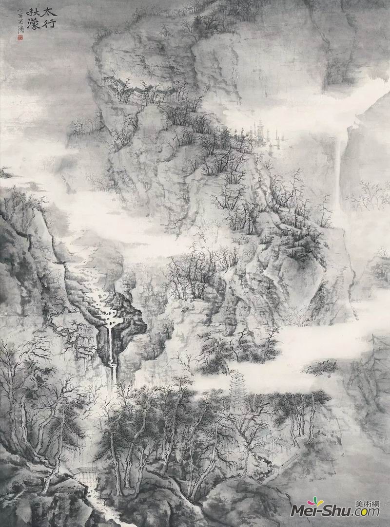 刘笑鸿《太行秋蒙》，纸本水墨，240×180cm，指导教师：张谷旻教授