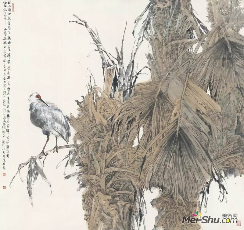 韩瑜《秋净烟深》，纸本设色，190×190cm，指导教师：彭小冲副教授、田源副教授、韩璐教授