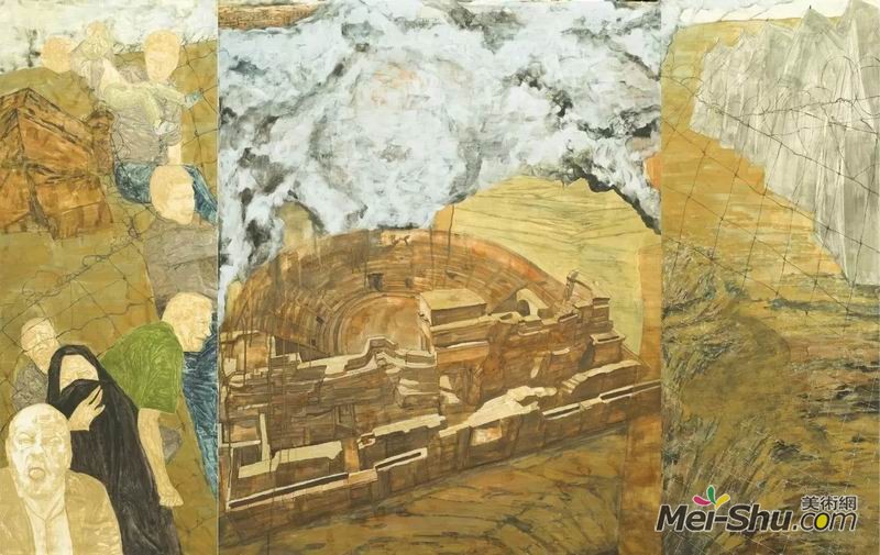 王丽旻《悲怆之巴尔米拉》，岩彩，200×320cm，指导教师：花俊