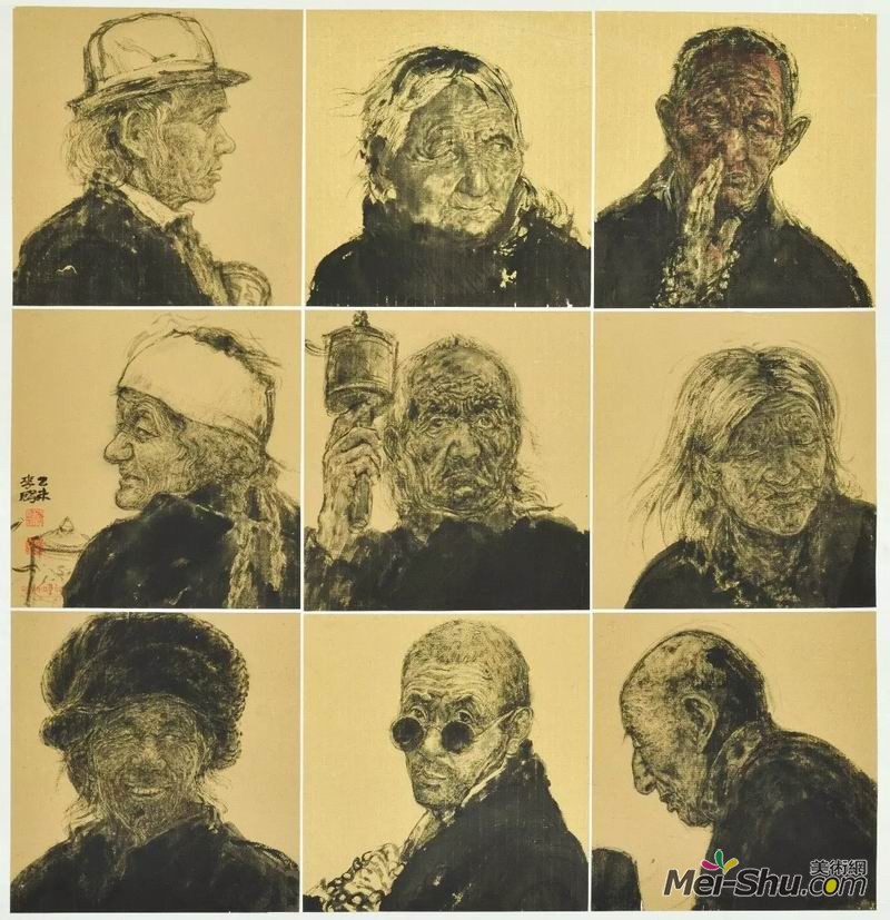 李鹏《岁月》，纸本水墨，136×120cm，指导教师：吴宪生教授