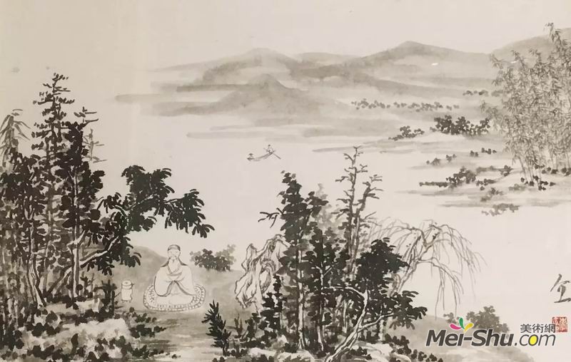 李介一《独坐图》，纸本水墨，136×120cm，指导教师：陈向迅教授