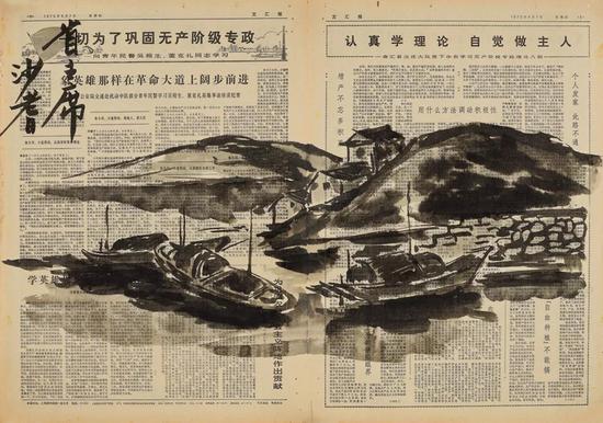 Lot.759 沙耆 村口 纸本水墨 54.7×78cm.
