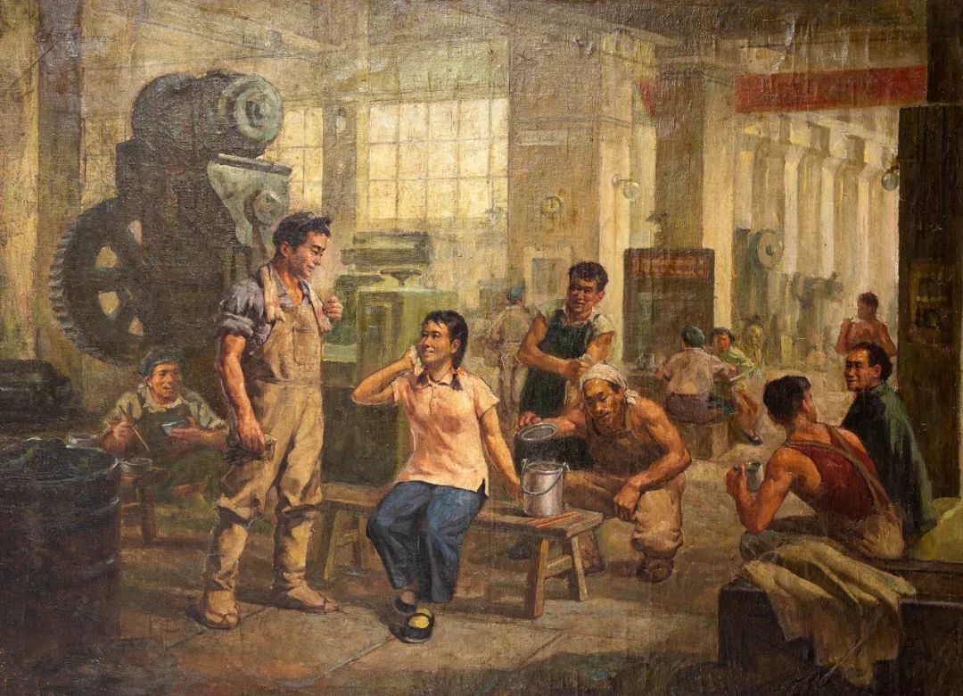 《送饭 刘国枢 油画 100×120cm 1953年