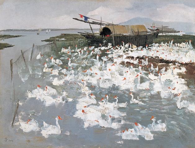 《太湖鹅群》作者：吴冠中创作年代：1974年规格：44×59.5cm品类：油画