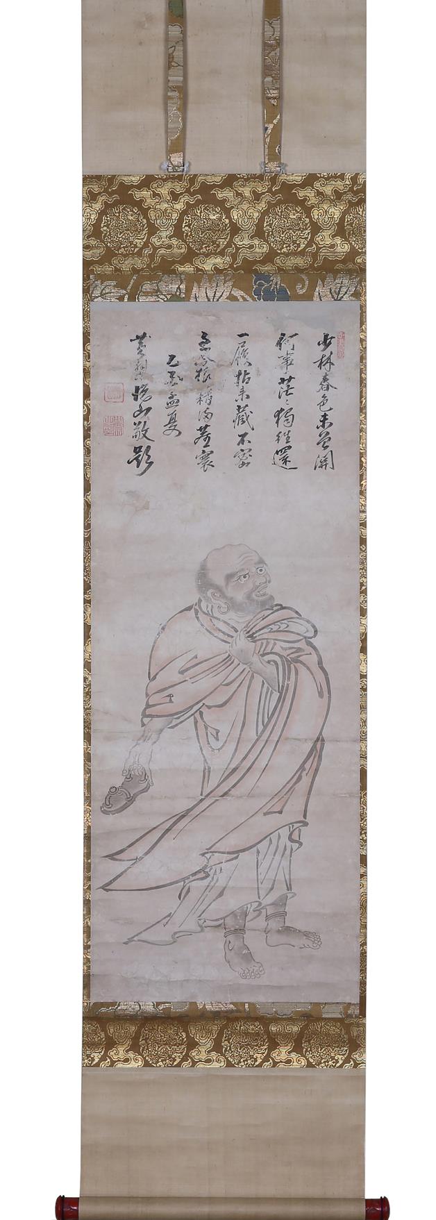 《悦山道宗达摩相赞》作者：悦山道宗(1629-1709)创作年代：1701年规格：84×32.5cm品类：中国画