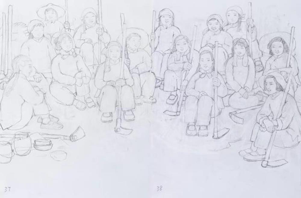 《申纪兰绘本之二》作者：田黎明创作年代：2021-2022规格：42cm×59cm品类：纸本