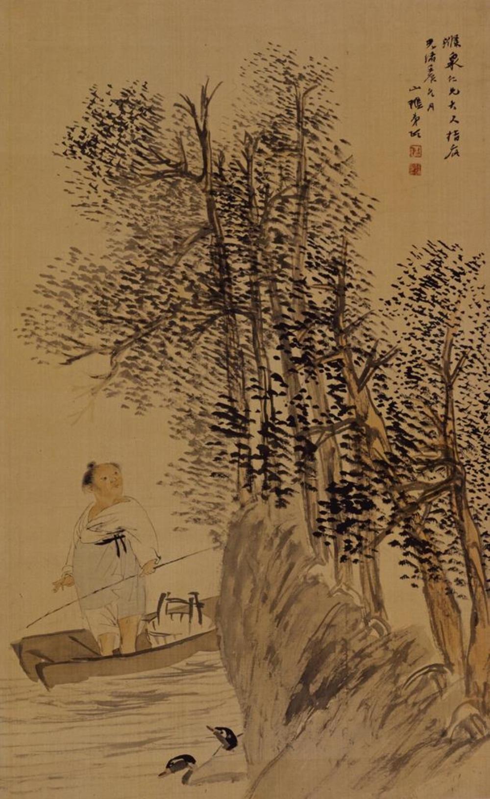 《春江放鸭》作者：任伯年创作年代：1892年规格：67.5×41.6cm品类：中国画