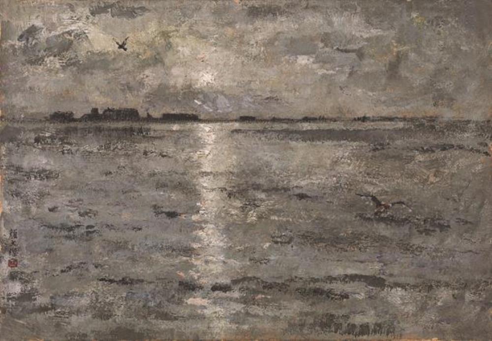《红海》作者：颜文樑创作年代：1928年规格：17.9×25.7cm品类：油画