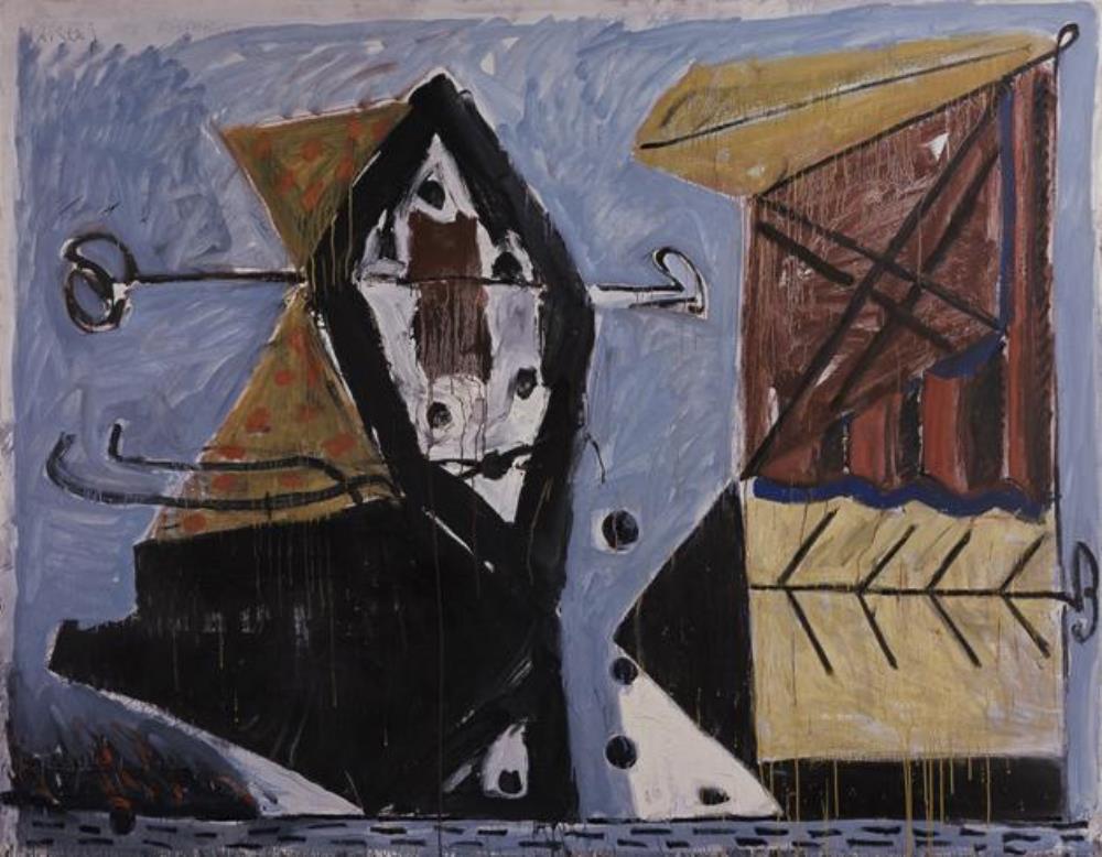《静物画：渔夫之死》作者：马库斯·吕佩茨（德国）创作年代：1977-1978年规格：190×245cm品类：油画