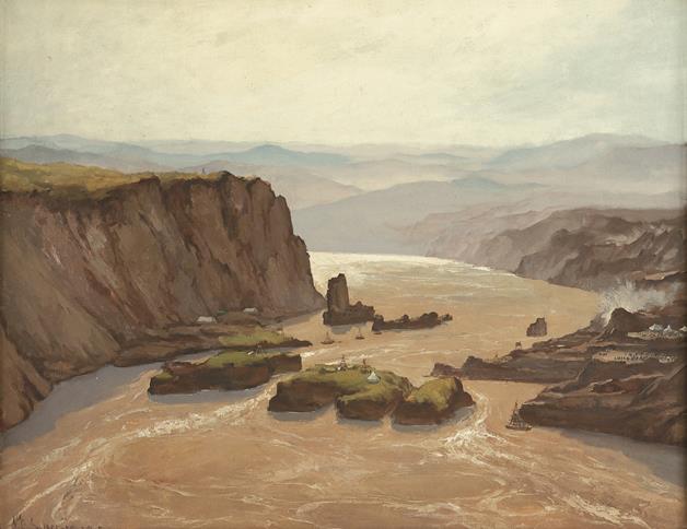 《三门峡工地》作者：吴作人（1908—1997）创作年代：1956年规格：118×150cm品类：油画