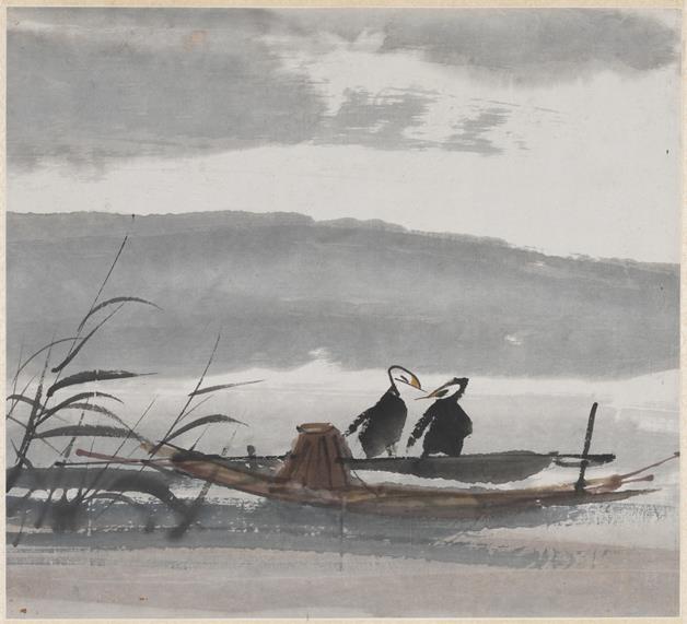 《鱼鹰小舟》作者：林风眠（1900—1991）创作年代：1961年规格：31×34.5cm品类：中国画