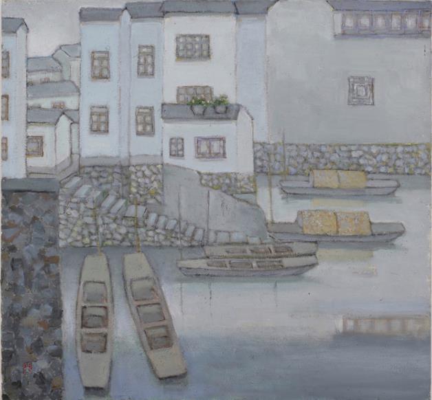 《苏州河畔》作者：庞薰琹（1906—1985）创作年代：1983年规格：57.5×60cm品类：油画