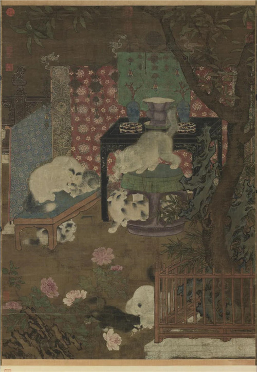 【南宋】佚名戏猫图（局部）绢本设色 139.8cm×100.1cm台北《故宫博物院》藏