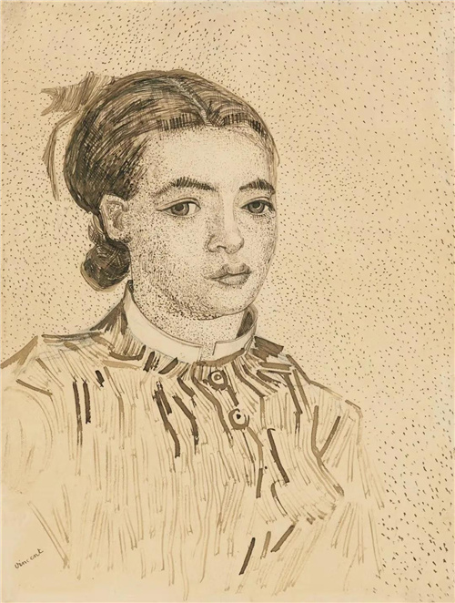 梵高莫斯梅半身像 素描1888年