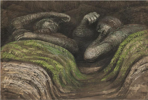 亨利·摩尔 地铁里的两名沉睡者1941年 估价150万—250万美元，成交价315万美元