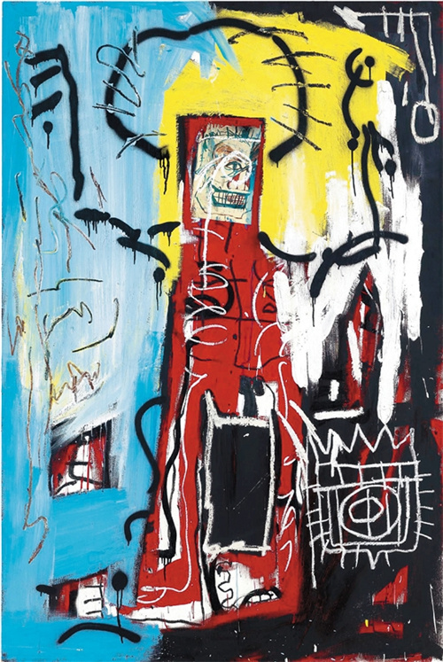 尚·米榭·巴斯奇亚 无题 182.9×121.9cm 压克力 喷漆 油画棒 纸本拼贴 木板1982年作