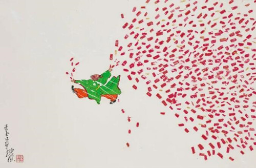 李纯恩（1957年生） 《豪气过新年》，设色纸本 镜片，46.5 x 70.2 cm.，估价：港元 20,000 - 30,000。此作即日至2月5日于 《香江春晓 —中国书画网上拍卖》中呈献