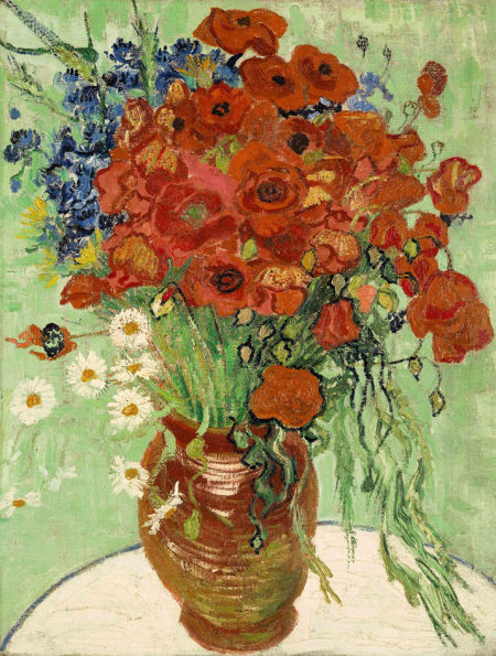 《雏菊与罂粟花》(Still Life, Vase with Daisies andPoppies，1890)，6176.5万美元