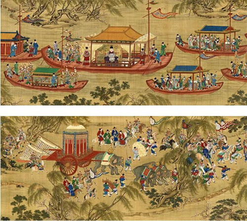 明 佚名 入跸图（局部）绢本设色92.1×3003.6cm