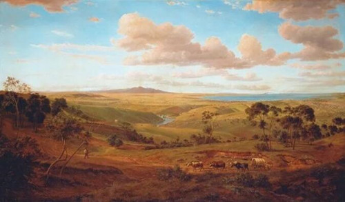 尤金‧冯格拉德（1811-1901） 《吉朗的风景》，1856年作。吉朗美术馆。由Geelong Art Gallery Foundation在维多利亚州政府、澳洲政府、吉朗市和多个小区及其他捐赠者的慷慨支持下于2006年购买