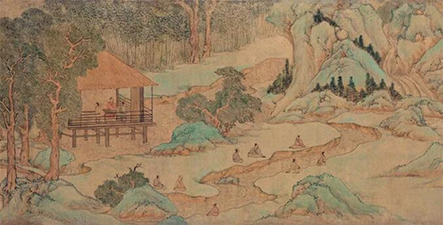 明 文徵明 兰亭修禊图（局部） 纸本设色 146×27cm