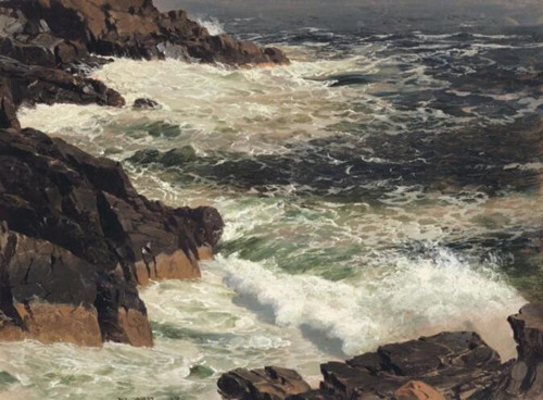 弗雷德里克‧丘奇（1826-1900） 《缅因州山沙岛的汹涌海浪》，1850年作。此作于2016年11月22日在佳士得纽约以1,267,500美元成交