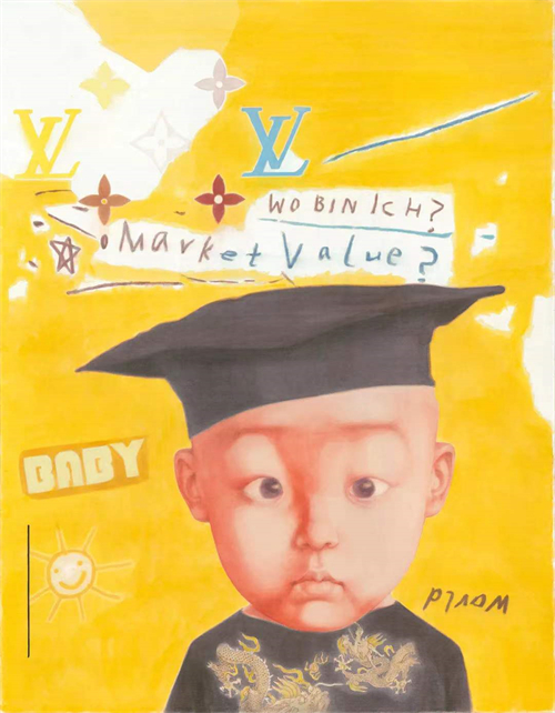 ▲prince baby1号，绢本设色，78x100cm，张越，2021 图片来源：李国华