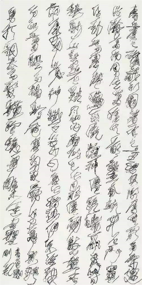 ▲《书象赋1》| 2012， 墨、铅笔、宣纸，247cm×123.5cm