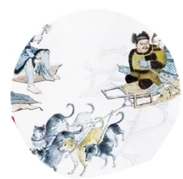 《皇清职贡图》中记录了三只犬拉冰床的场景